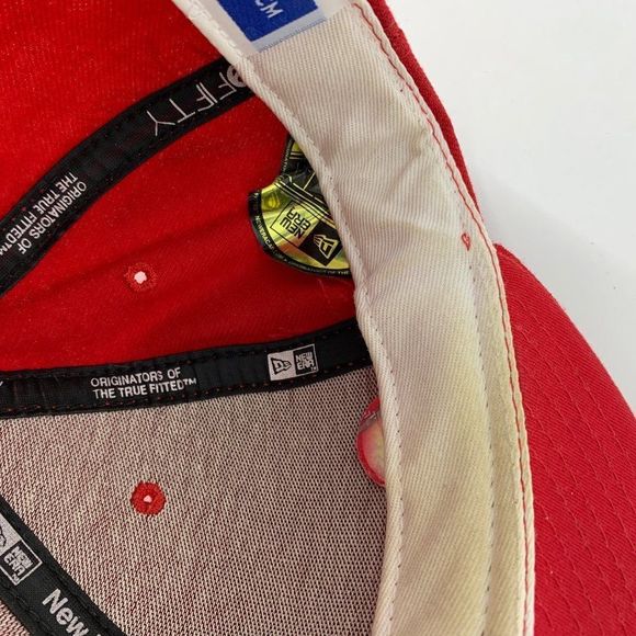 New Era 59Fifty St. Louis Cardinals Fitted Hat Solid Red MLB Cap Sz 7 1/8 3214 - Picture 7 of 11